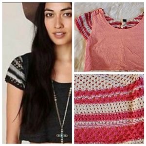 Free People Crochet Back Crop Top Size XS EUC